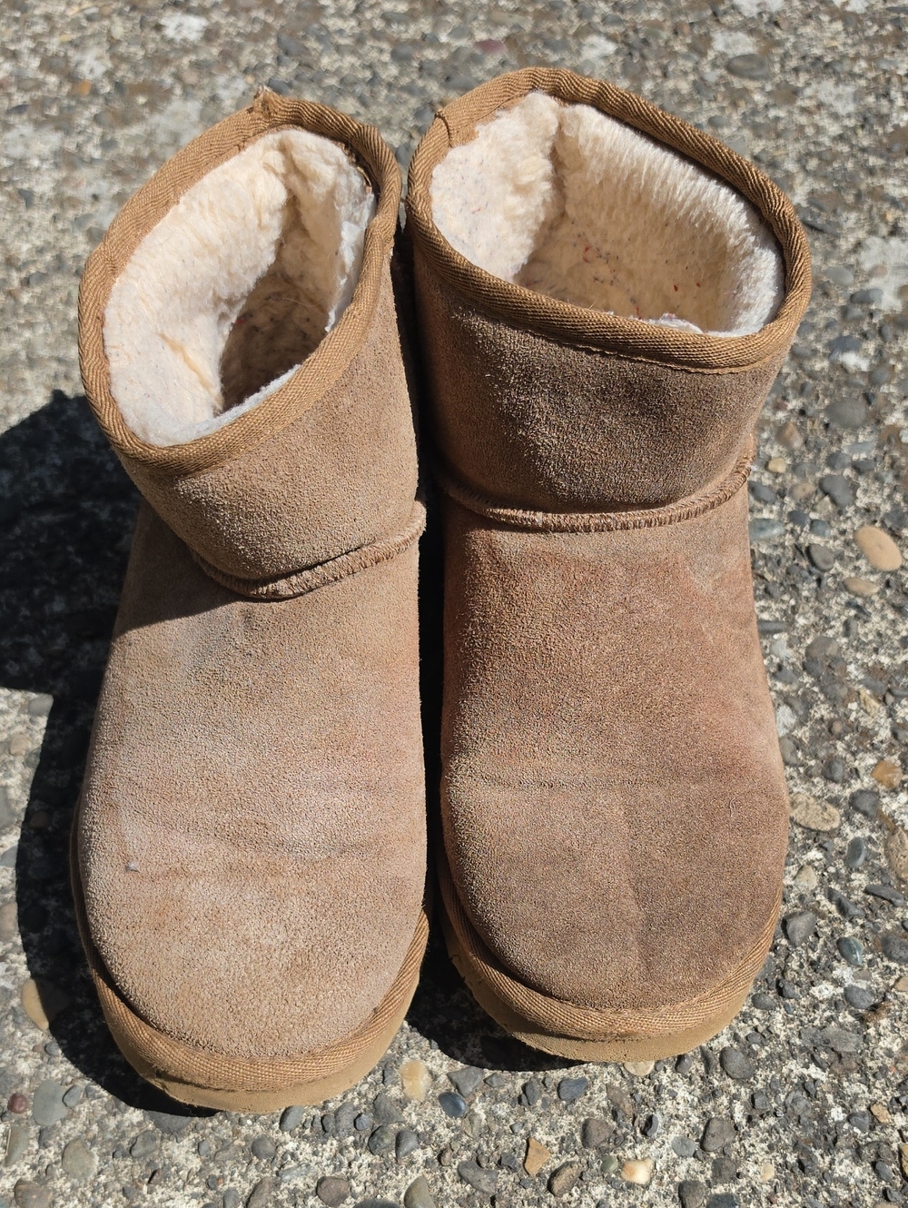 PAWZ Tan Plush-Lined Kids Suede Ankle Boots